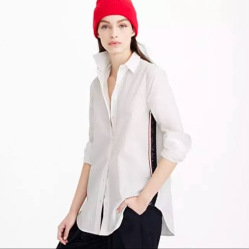 EUC  J.Crew sequined white button down.